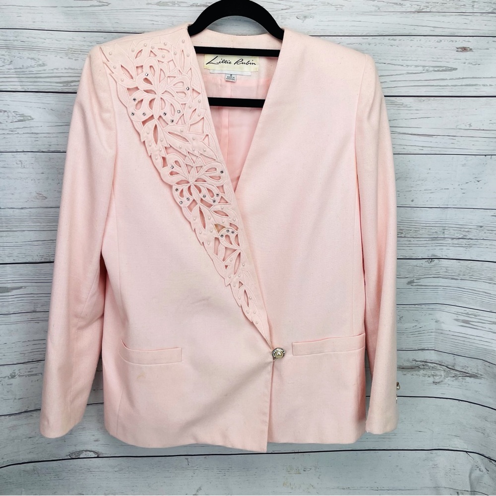 Lillie Rubin Lined Blazer Jacket Coat sz 8. Close up of two small stains